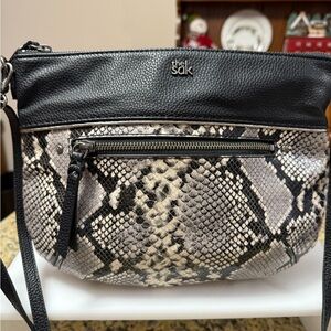 The Sak Black and Cream Snake Print Crossbody Bag